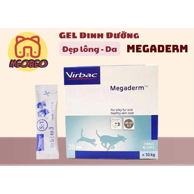 Combo 5 gói - 10 gói - 1 hộp Gel Dinh Dưỡng Virbac Megaderm Giúp Mượt Lông, Da Chó Mèo