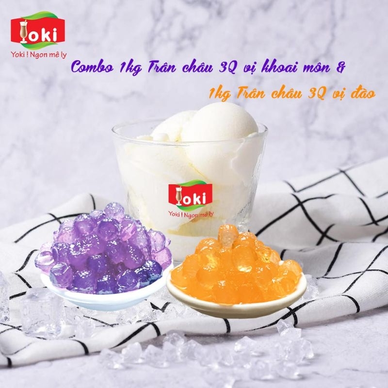Combo Trân châu đào 3Q Yoki & Trân châu khoai môn 3Q Yoki