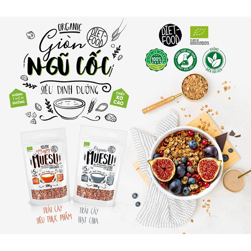 Ngũ cốc giòn muesli siêu thực phẩm hữu cơ Diet Food
