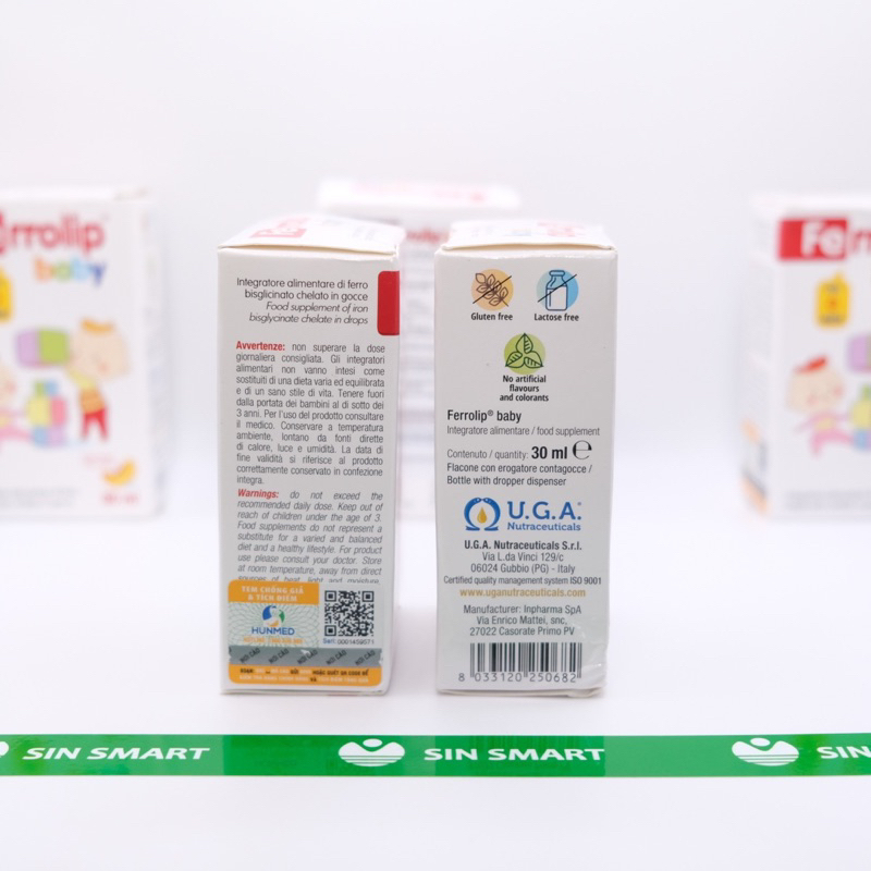 Sắt Siro Ferrolip Baby Vị Đào Thơm Ngon Cho Bé Lọ 30ml chính hãng