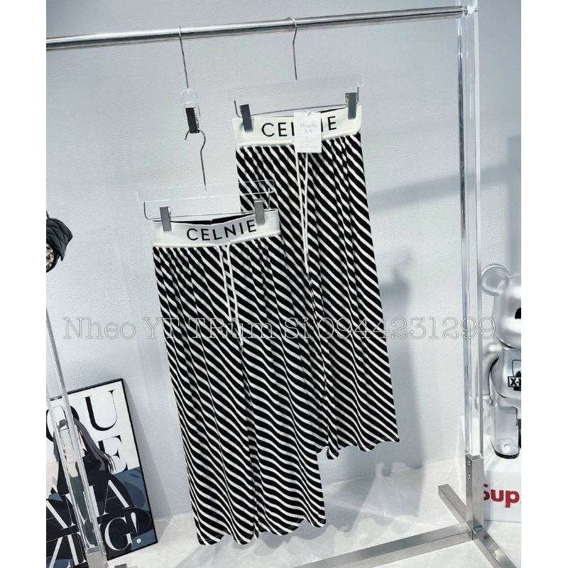 Quần suông dệt bo phối chữ QC loại 1 ( video tự quay cận chất )