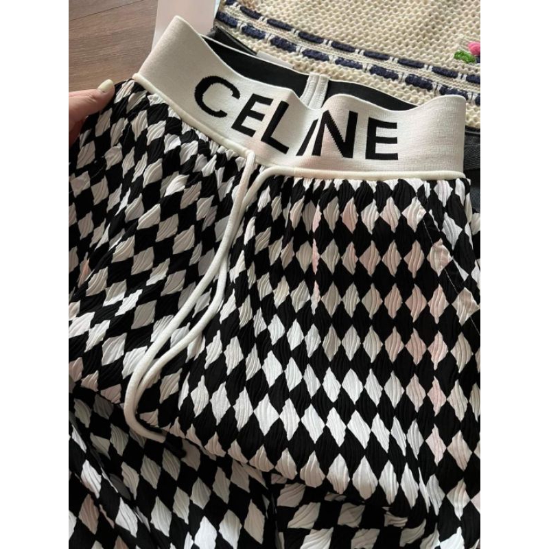 Quần suông dệt bo phối chữ QC loại 1 ( video tự quay cận chất )