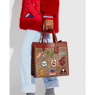 Túi tote unisex Coach Field Tote da thật siêu bền