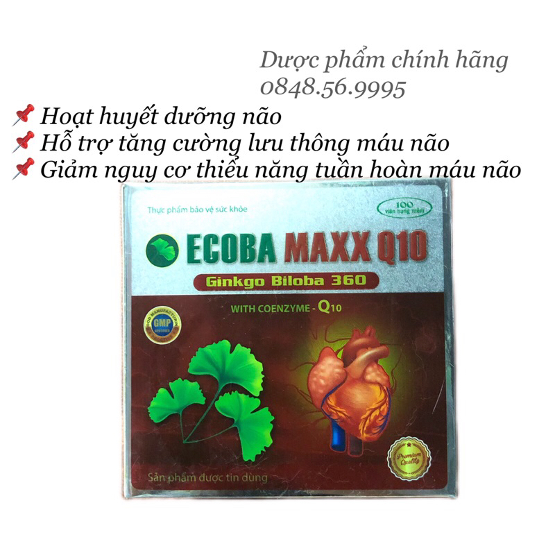 Bổ não Ecoba Maxx Q10 với Ginkgo Biloba 360mg- hỗ trợ hoạt huyết, tăng cường lưu thông máu não