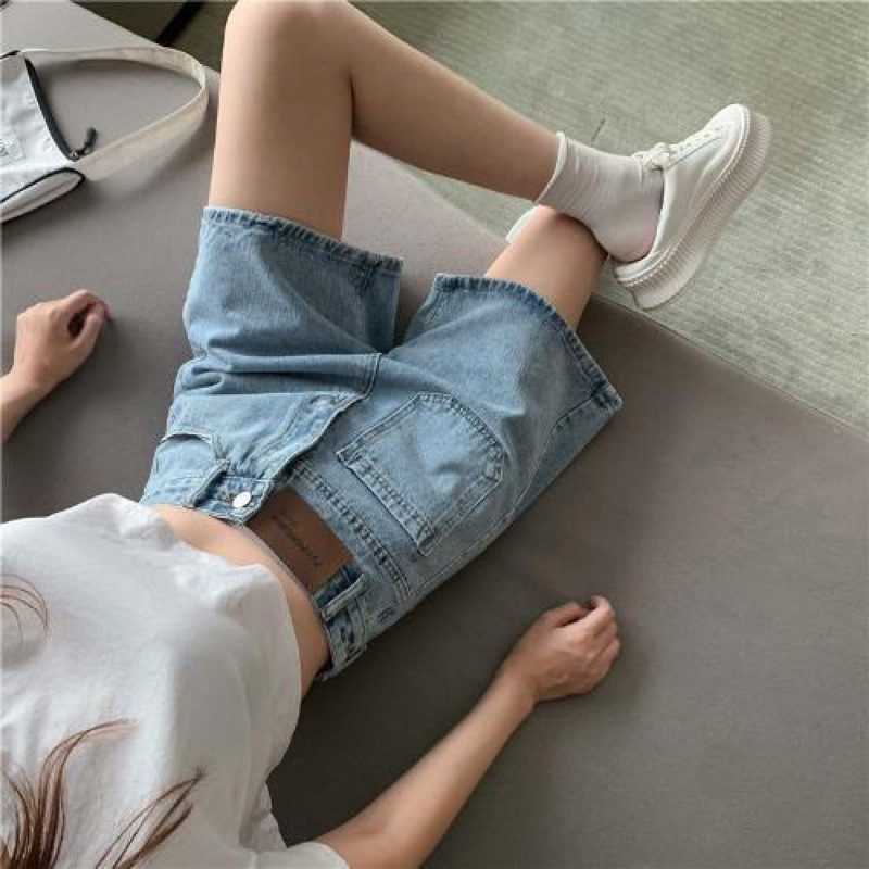 Quần short nữ túi vuông trước tag nâu ảnh thật cuối - hàng có sẵn