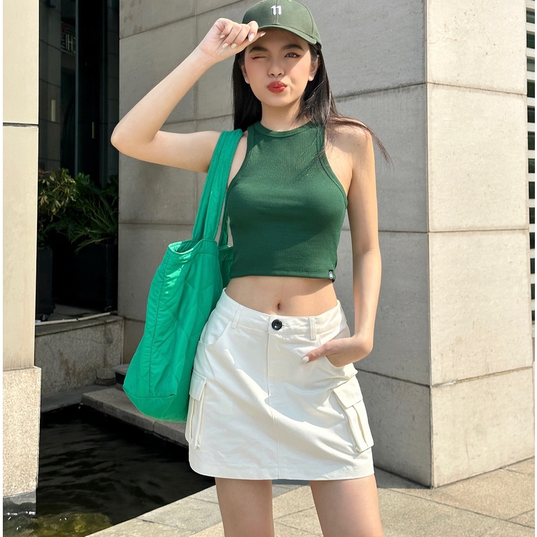 Chân váy túi hộp HEYBEE chất vải kaki, có lót quần bên trong, 2 màu - ELLIE SKORT HT788