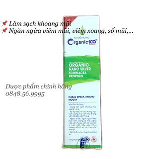 Xịt mũi họng Organic 100 - Giảm viêm mũi, viêm xoang, sổ mũi