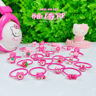 Dây thun cột tóc, đồ buộc tóc gấu dâu hồng LOTSO