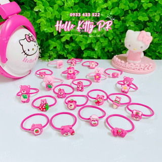 Dây thun cột tóc, đồ buộc tóc gấu dâu hồng LOTSO