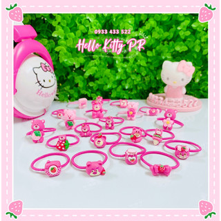 Dây thun cột tóc, đồ buộc tóc gấu dâu hồng LOTSO