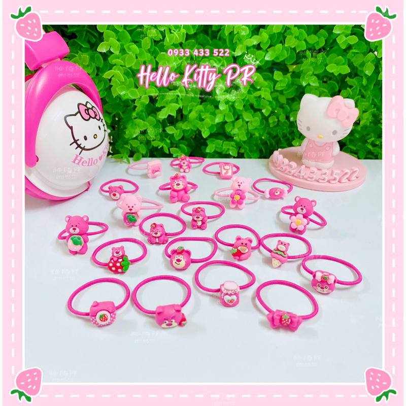 Dây thun cột tóc, đồ buộc tóc gấu dâu hồng LOTSO