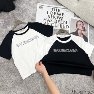 Áo thun croptop pha tay in BL, Áo phông nữ dáng croptop phối tay AT6443 - NhiNhi Shop