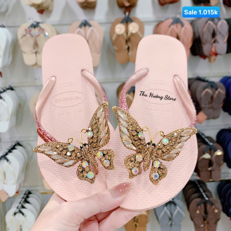 Dép Nữ Kim Tuyến Đính Bươm' Chúa Gold