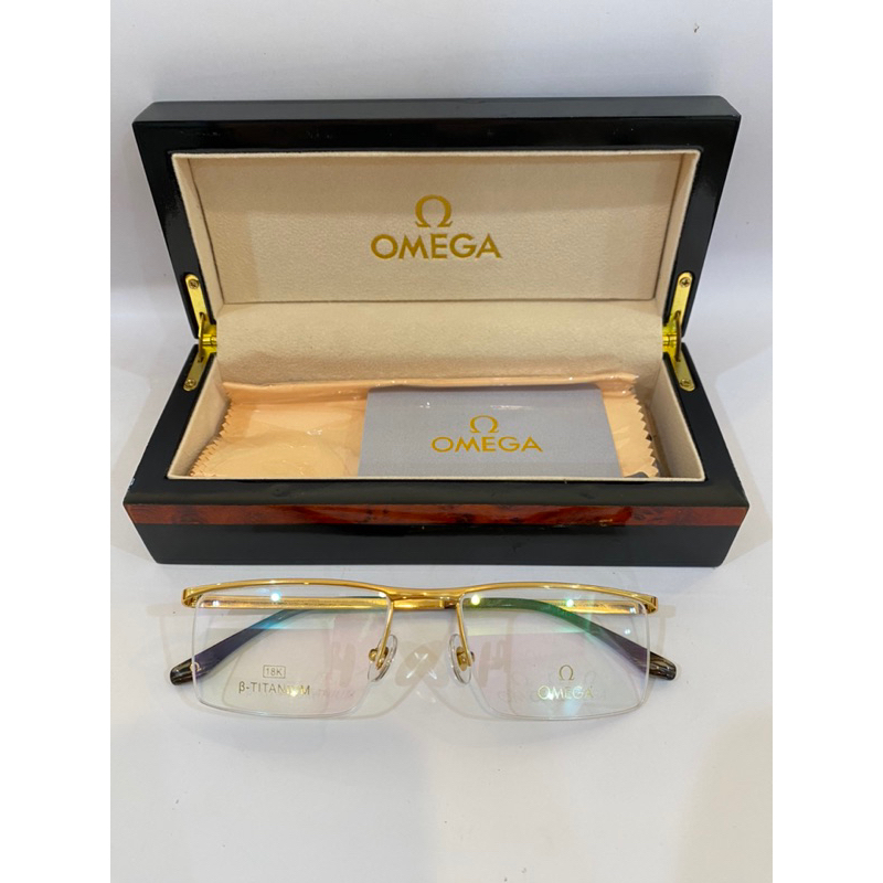 Gọng kính Titanium nguyên chất mạ vàng 18k Omega fullbox cao cấp