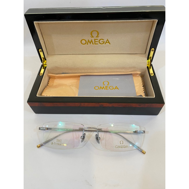 Gọng kính khoan Titanium nguyên chất mạ vàng 18k Omega fullbox