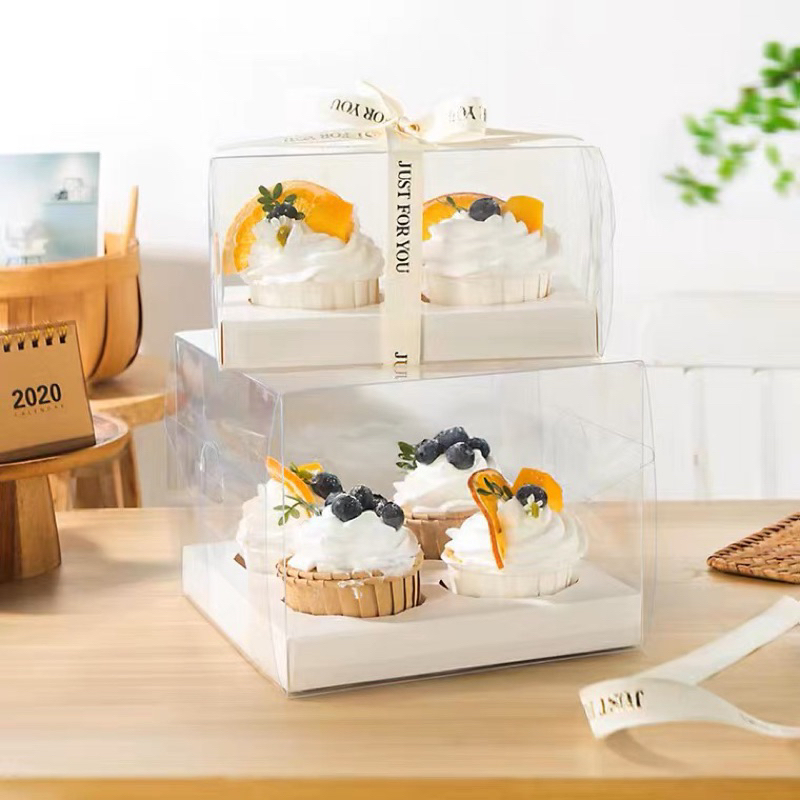 Hộp đựng bánh cupcake mica 2/4/6/12 ô