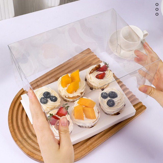 Hộp đựng bánh cupcake mica 2/4/6/12 ô