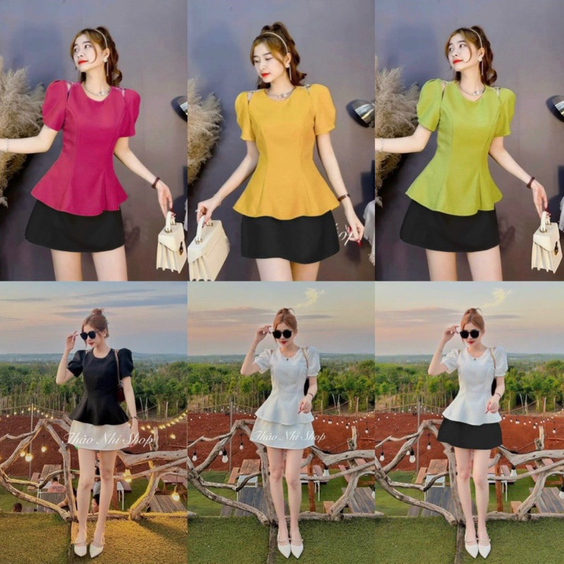 (SET BIGSIZE 50KG ĐẾN 90KG ) set áo khoét vai đũi xước đính nơ