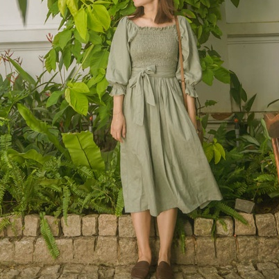 Đầm thiết kế linen vintage - Đầm DIANA - Youth Linen
