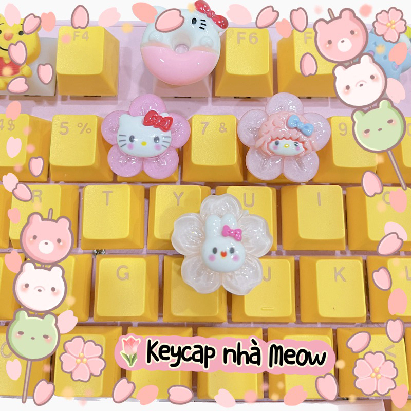 Keycap bông hoa nhỏ hoạt hình Cinamoroll Kuromi chỉ dành cho bàn phím cơ
