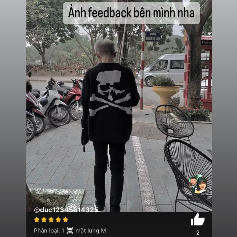 Áo len sweater đầu lâu xương chéo xu hướng streetwear thu đông - áo len nam nữ phong cách đường phố