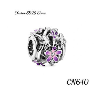 CHARM PAN ALE HOA CÚC TÍM BẠC S925 THUẦN KHIẾT 100% HÀNG  CAO CẤP