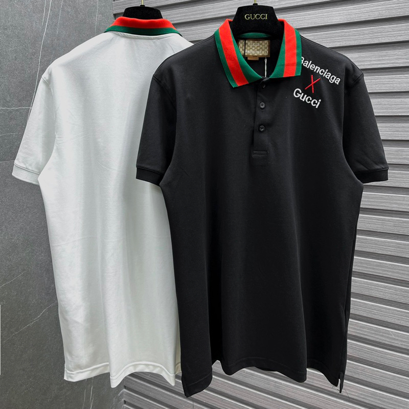 Áo polo nam cổ bẻ cotton gai thêu chữ vai phối cổ chun sọc xanh đỏ đơn giản đẹp