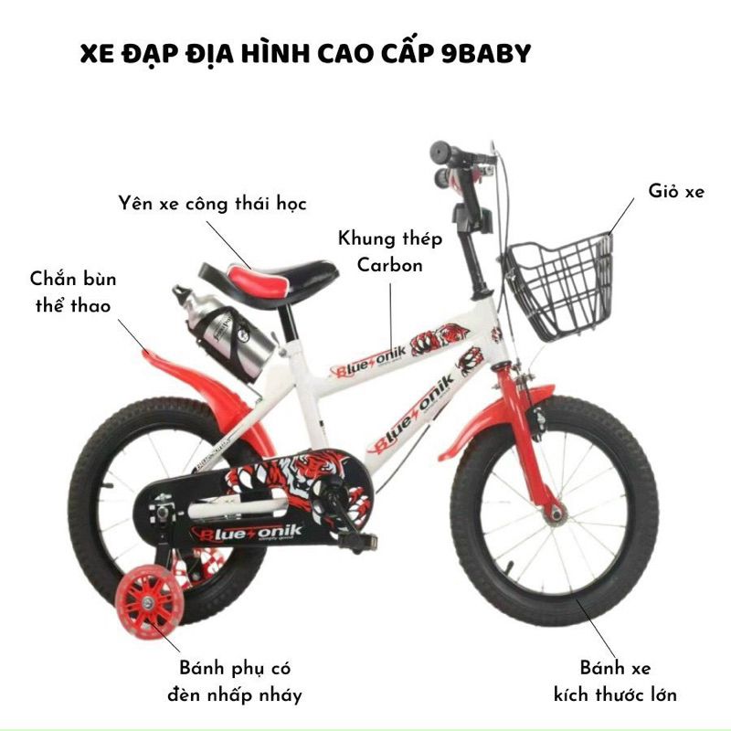 XE ĐẠP TRẺ EM 12inch/14inch cho bé xe khung thép 9Baby