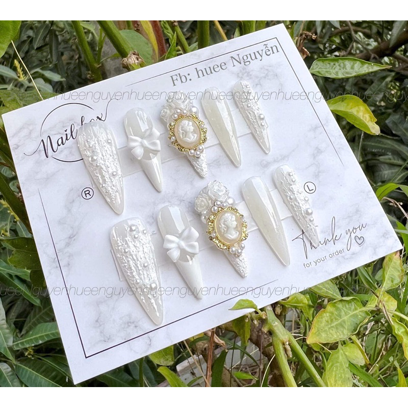 Nailbox thiết kế , móng úp tặng keo và dũa , Nail giả nhọn