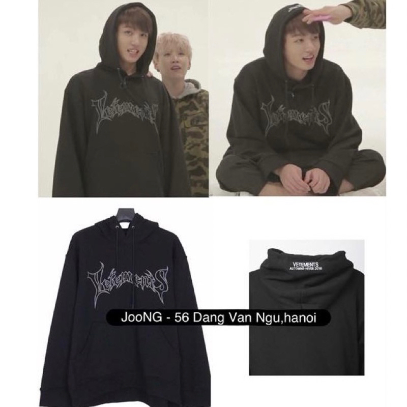 Áo nỉ mũ hoodiee Vetement Jungkook BTS