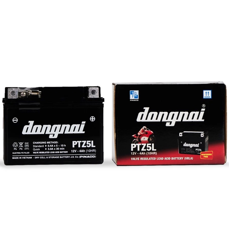 Ắc Quy khô PINACO 12V - 4Ah dùng Xe Máy HONDA (BH 12 Tháng) WAVE A100, RS100, Future NEO, Click, Air Blade. PTZ5L