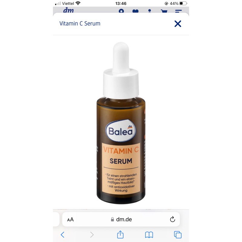 Serum Vitamin C Balea Đức sáng da mờ thâm nếp nhăn ngăn ngừa lão hóa