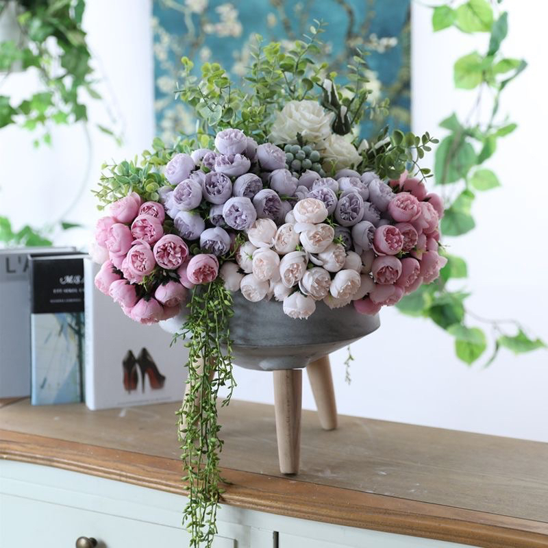 Bó Hoa Trà Lụa 27 Đầu Bông Trang Trí Tiệc Cưới,Phòng Khách,Bàn Làm Việc, decor trang trí nhà cửa