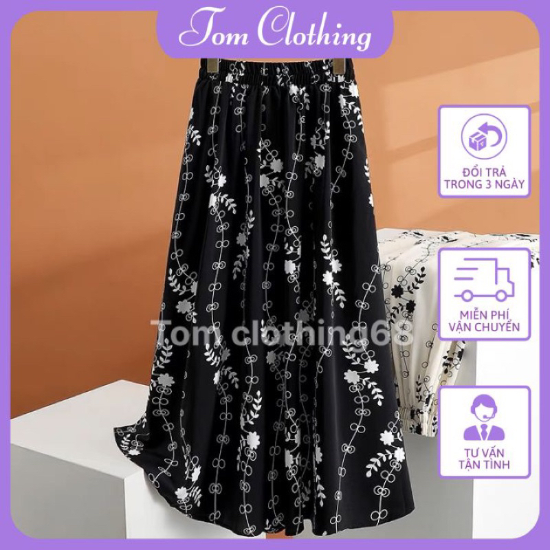 Chân váy hoa dáng dài cạp chun free size dễ mặc, mẫu thời trang dành cho phái nữ