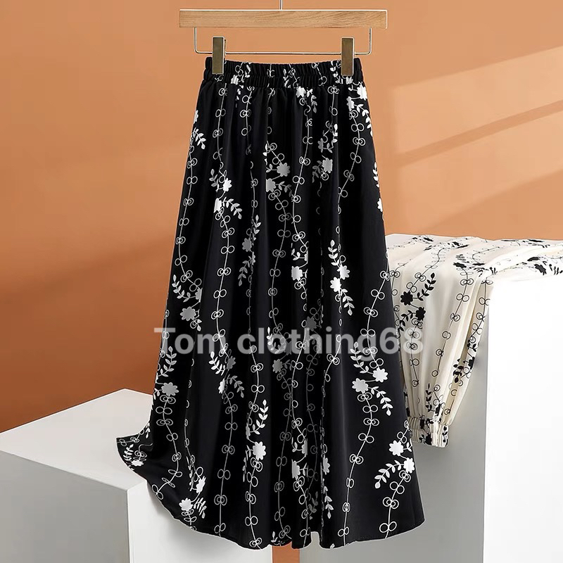 Chân váy hoa dáng dài cạp chun free size dễ mặc, mẫu thời trang dành cho phái nữ