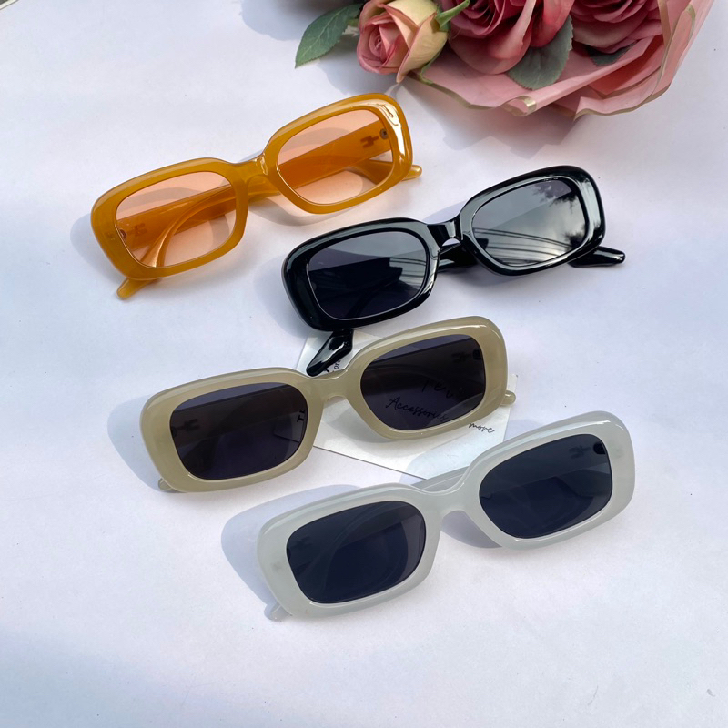 Kính mát thời trang màu thạch trắng cho nam và nữ, Kính râm mát chống nắng thời trang