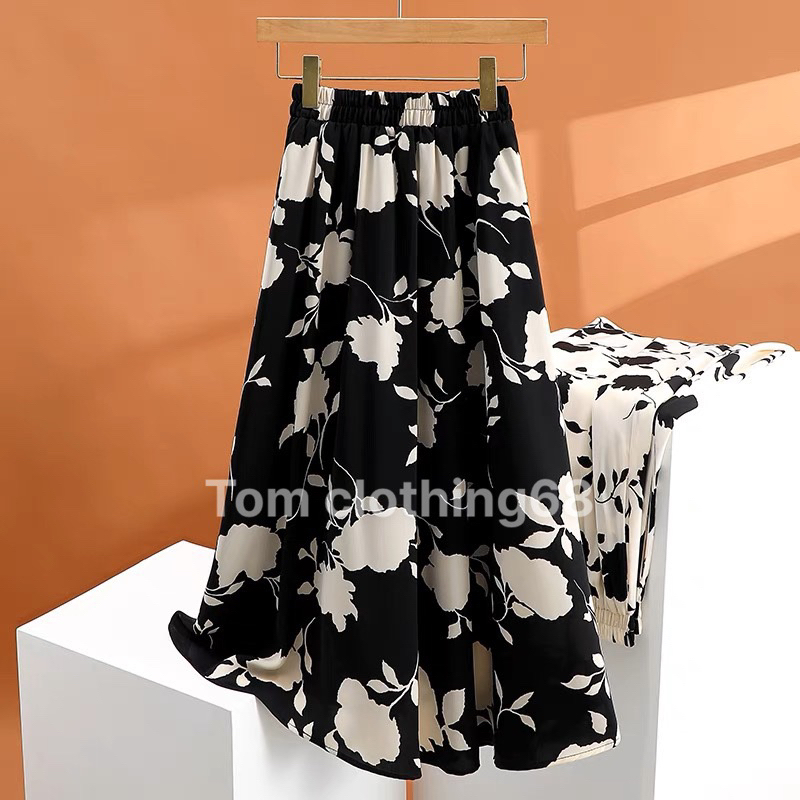 Chân váy hoa dáng dài cạp chun free size dễ mặc, mẫu thời trang dành cho phái nữ