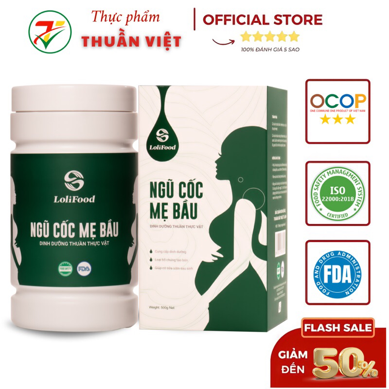Bột Ngũ Cốc Mẹ Bầu Pregnlife Lolifood Cao Cấp Siêu Dinh Dưỡng, Con Tăng Cân Đều Đặn (500gr)