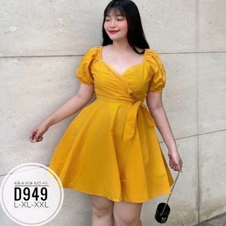 [Hình thật] Đầm xòe nơ eo big size từ 60kg-90kg