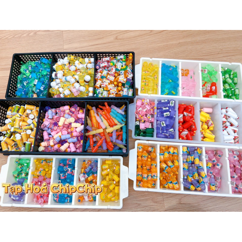 Combo 50 chai nước charm mini, đồ chơi mini