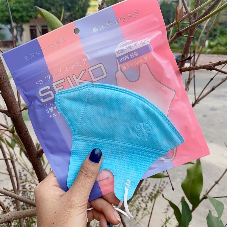 Khẩu Trang 5D SEIKO Kháng Khuẩn, Ngừa Bụi - Khẩu Trang Y Tế Thiết Kế Ôm Sát, Dễ Thở, Không Lem Son
