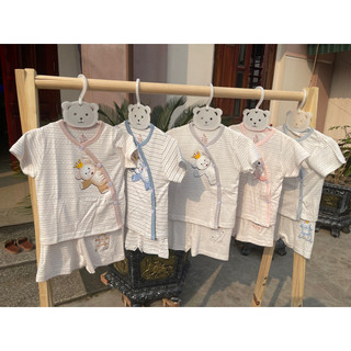 Bộ cộc tay sơ sinh noubaby làm từ 100% sợi tre lỗ thông hơi thoáng mát cho bé trong mùa hè