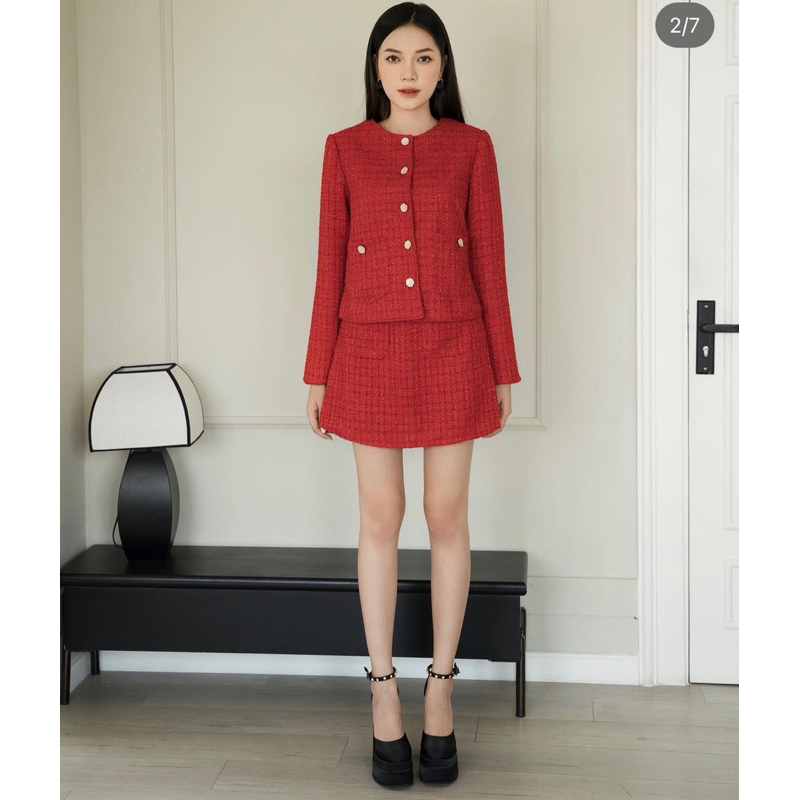 Thanh lý chân váy tweed lấp lánh Whitelazz