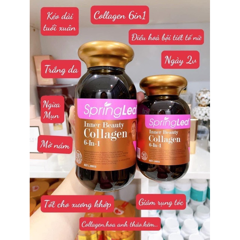 Viên uống Collagen 6 in 1 Spring Leaf Inner Beauty 90 viên - 180 viên