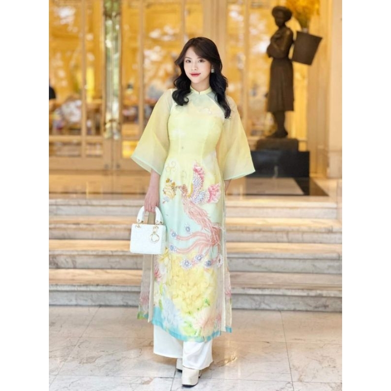 💯 Áo dài oganza đính kết cao cấp. hàng thiết kế tỉ mỉ chuẩn từng chi tiết. ảnh thật 100% bao giá toàn thị trường