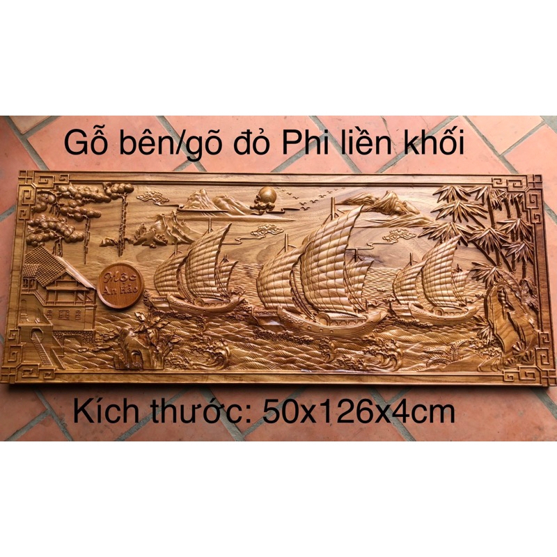 TRANH GỖ TREO TƯỜNG THUẬN BUỒM XUÔI GIÓ gỗ Bên liền khối, 50x126x4cm