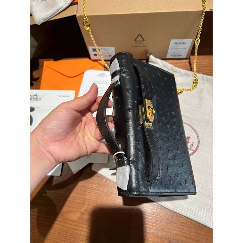 ❤️‍🔥Túi KELLY DẸT 22CM NGUYÊN BẢN - Da Bò vân đà điểu
