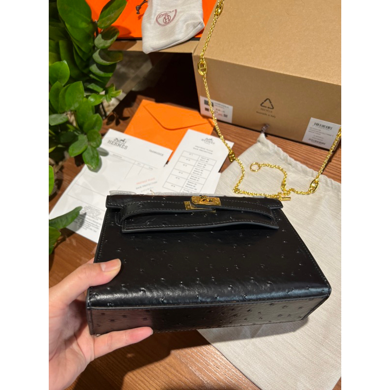 ❤️‍🔥Túi KELLY DẸT 22CM NGUYÊN BẢN - Da Bò vân đà điểu