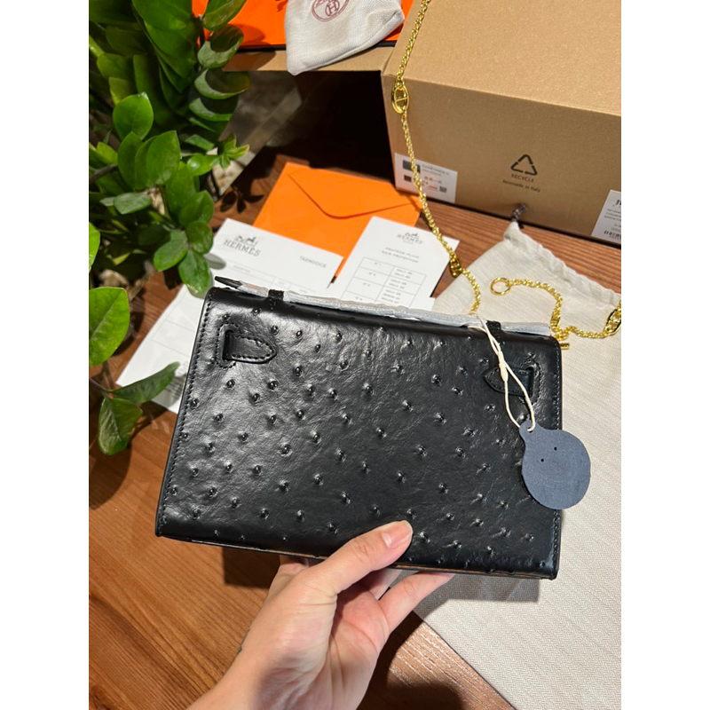 ❤️‍🔥Túi KELLY DẸT 22CM NGUYÊN BẢN - Da Bò vân đà điểu