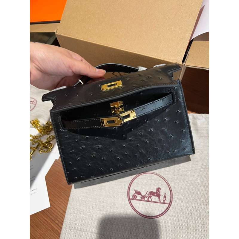 ❤️‍🔥Túi KELLY DẸT 22CM NGUYÊN BẢN - Da Bò vân đà điểu